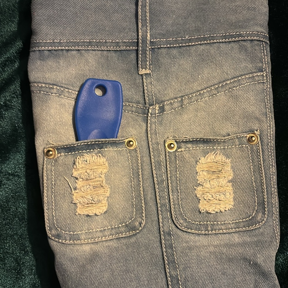 Vivianly Pointy Toe Denim Knee Boots w Chunky Heel Cowgirl Boot, Blue, 10, NWT - Picture 10 of 16